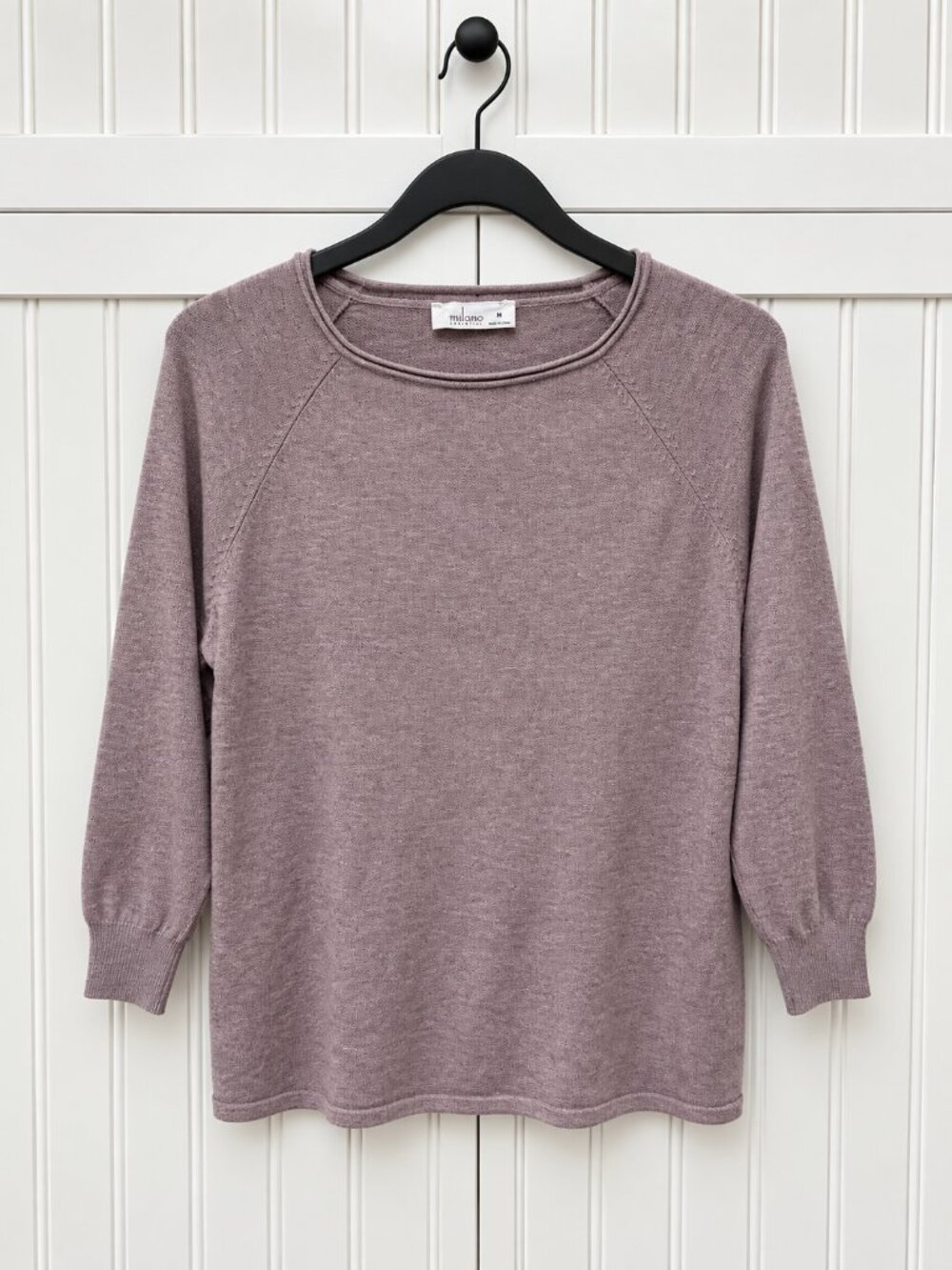 Milano Essential Mauve Fine Knit Sweater 3/4 Sleeve Size Medium